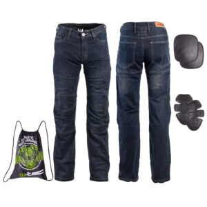 Pánske moto jeansy W-TEC Pawted s nepremokavou membránou tmavo modrá - 4XL