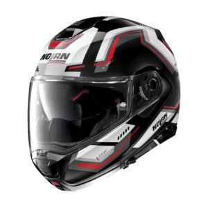 Moto helma Nolan N100-5 Upwind N-Com P/J Glossy Black-Red - 3XL (65)
