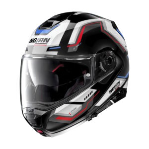 Moto helma Nolan N100-5 Upwind N-Com P/J Glossy Black-Blue-Red - XXL (63-64)
