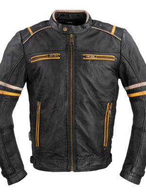 Pánska kožená moto bunda W-TEC Traction čierna - 6XL