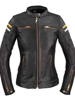 Dámska kožená moto bunda W-TEC Stripe Lady čierna - 3XL