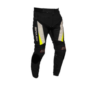 Pánske kožené moto nohavice Spark ProComp čierno-bielo-fluo - 3XL