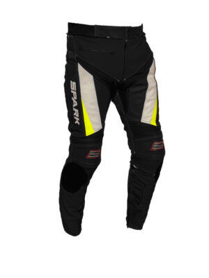 Pánske kožené moto nohavice Spark ProComp čierno-bielo-fluo - 3XL
