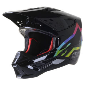 Moto prilba Alpinestars S-M5 Compass čierna/strieborná/farebná lesklá XXL (63-64)