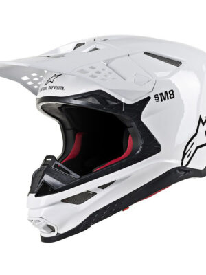 Moto prilba Alpinestars Supertech S-M8 Solid MIPS biela lesklá 2022 XXL (63-64)