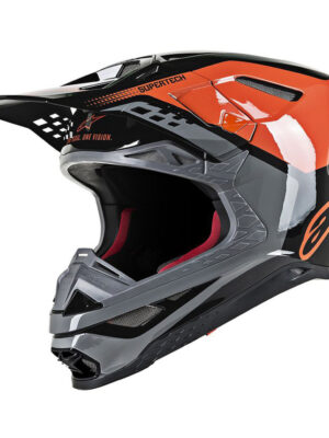 Moto prilba Alpinestars Supertech S-M8 Triple MIPS oranžová/šedá/čierna XL (61-62)