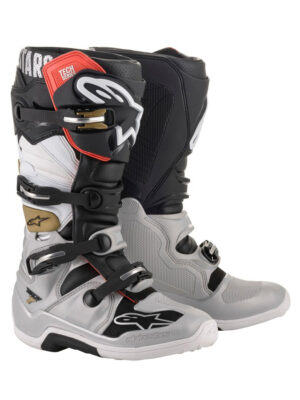 Moto topánky Alpinestars Tech 7 2022 čierna/strieborná/biela/zlatá - 52