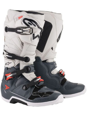 Moto topánky Alpinestars Tech 7 2022 tmavo šedá/svetlo šedá/červená fluo - 48