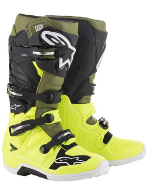 Moto topánky Alpinestars Tech 7 2022 žltá fluo/vojenská zelená/čierna - 52