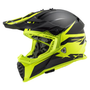 Moto prilba LS2 MX437 Fast Evo Roar Matt Black H-V Yellow - XL (61-62)
