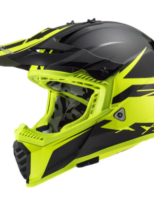 Moto prilba LS2 MX437 Fast Evo Roar Matt Black H-V Yellow - XL (61-62)