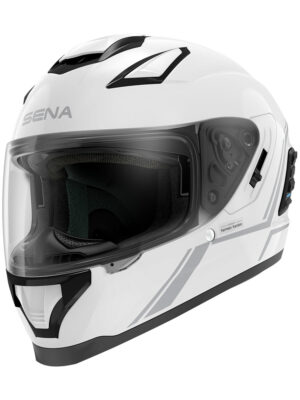 Moto prilba SENA Stryker s integrovaným Mesh headsetom Shine White lesklá biela - XXL (63-64)
