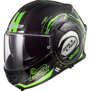Výklopná prilba LS2 FF399 Valiant graphic Nucleus Black Glow Green - S (55-56)