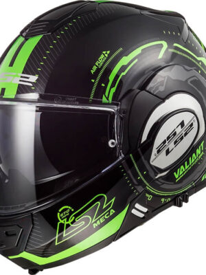 Výklopná prilba LS2 FF399 Valiant graphic Nucleus Black Glow Green - S (55-56)
