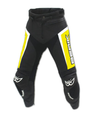 Kožené moto nohavice Berik LP-10556-BK Fluo Yellow čierno-žltá - XL
