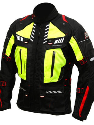 Pánska textilná moto bunda Spark Expedition čierna-fluo žltá - 3XL