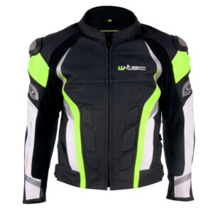 Pánska kožená moto bunda W-TEC Velocity čierna-fluo - S