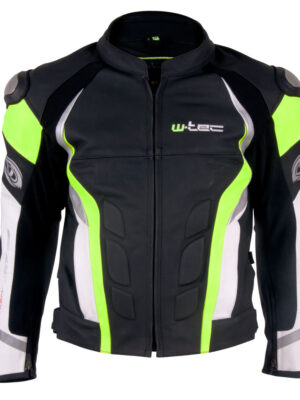 Pánska kožená moto bunda W-TEC Velocity čierna-fluo - S