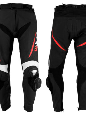 Pánske kožené moto nohavice W-TEC Vector čierno-červená - L