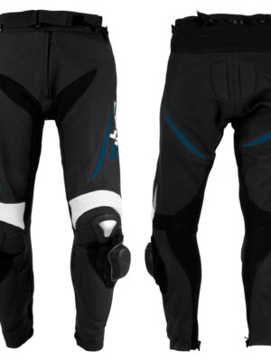 Pánske kožené moto nohavice W-TEC Vector čierno-modrá - XXL