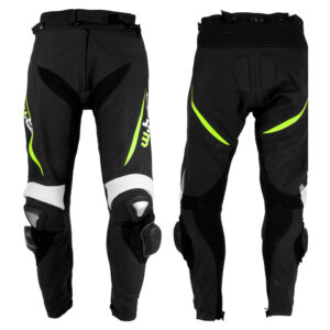 Pánske kožené moto nohavice W-TEC Vector čierna-fluo - XXL