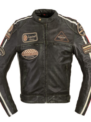Pánska kožená moto bunda B-STAR Zagiatto tmavo olivovo zelená - 6XL