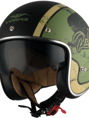Moto prilba Vemar Chopper Rebel čierna matná/zelená/krémová - XS (53-54)