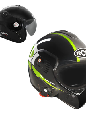 Moto prilba Roof Boxer V8 Suzuka P/J čierno-zelená - XXL (63-64)
