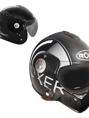 Moto prilba Roof Boxer V8 Grafic P/J čierno-šedá - XXL (63-64)