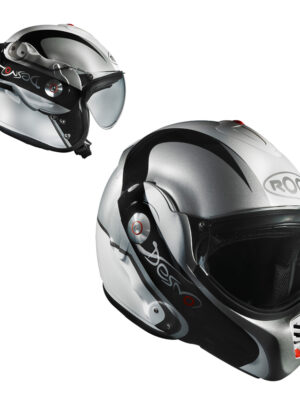 Moto prilba ROOF Desmo Elico P/J bielo-strieborná - M (57-58)
