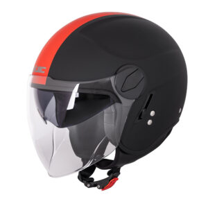 Prilba na skúter W-TEC Vernante Black Matt-Corsa Red - XXL (63)