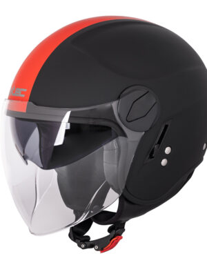 Prilba na skúter W-TEC Vernante Black Matt-Corsa Red - XXL (63)