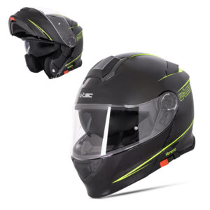 Výklopná prilba W-TEC Venero Glossy Black-Neon Yellow - XXL (63)