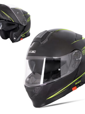 Výklopná prilba W-TEC Venero Glossy Black-Neon Yellow - XXL (63)