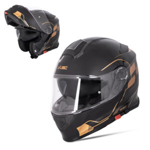 Výklopná prilba W-TEC Venero Glossy Black-Gold - XXL (63)