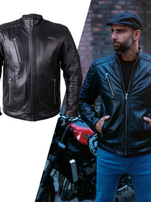 Kožená moto bunda W-TEC Elcabron čierna - 4XL