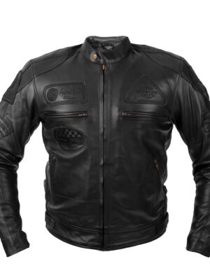 Pánska kožená moto bunda W-TEC Urban Noir čierna - 6XL