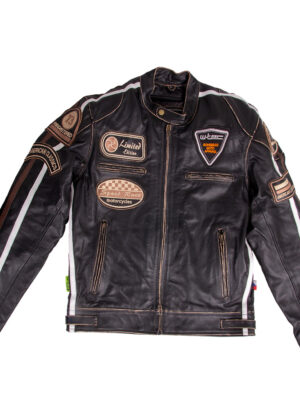 Pánska kožená moto bunda W-TEC Brushed Cracker vintage čierna - XL