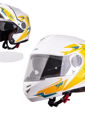 Výklopná prilba W-TEC Vexamo PI Graphic s Pinlockom White Graphic - XL (61-62)