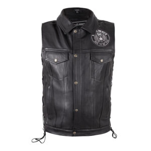 Kožená moto vesta W-TEC Highstake Black - 5XL