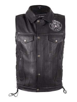 Kožená moto vesta W-TEC Highstake Black - 5XL