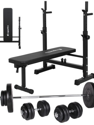 Nakladací činkový set s lavicou inSPORTline CEM 180+40 cm/30 mm 5-75kg
