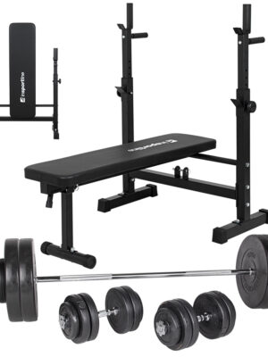 Nakladací činkový set s lavicou inSPORTline CEM 180+40 cm/30 mm 5-105kg