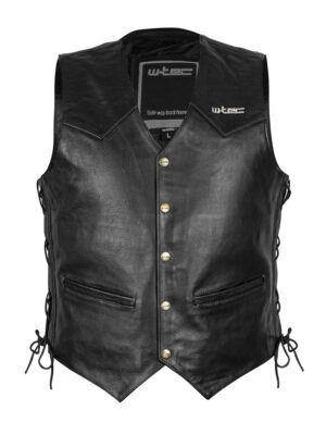 Kožená moto vesta W-TEC Rockridge Black - 6XL