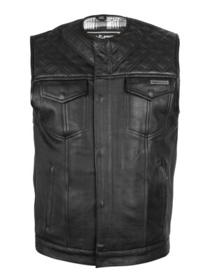 Kožená moto vesta W-TEC Losango Black - 5XL