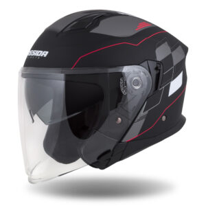 Moto prilba Cassida Jet Tech RoxoR čierna matná/biela/červená/šedá S (55-56)