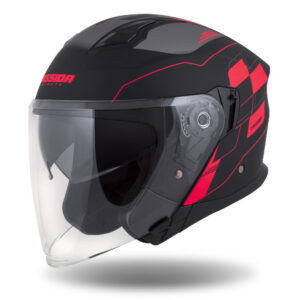 Moto prilba Cassida Jet Tech RoxoR čierna matná/červená fluo/šedá S (55-56)