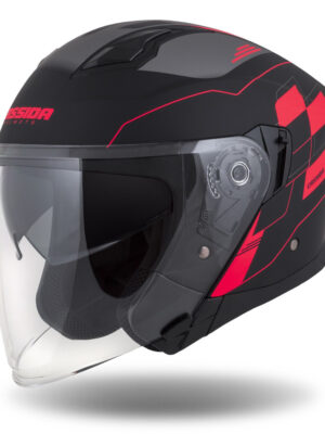 Moto prilba Cassida Jet Tech RoxoR čierna matná/červená fluo/šedá S (55-56)
