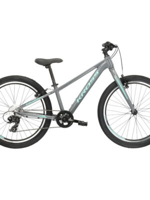 Juniorský dievčenský bicykel Kross LEA JR 2.0 24" - model 2022 šedá/tyrkysová - 12" (125-145 cm)