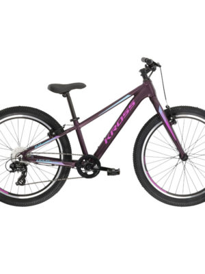 Juniorský dievčenský bicykel Kross LEA JR 2.0 24" - model 2022 čierna/ružová/modrá - 12" (125-145 cm)